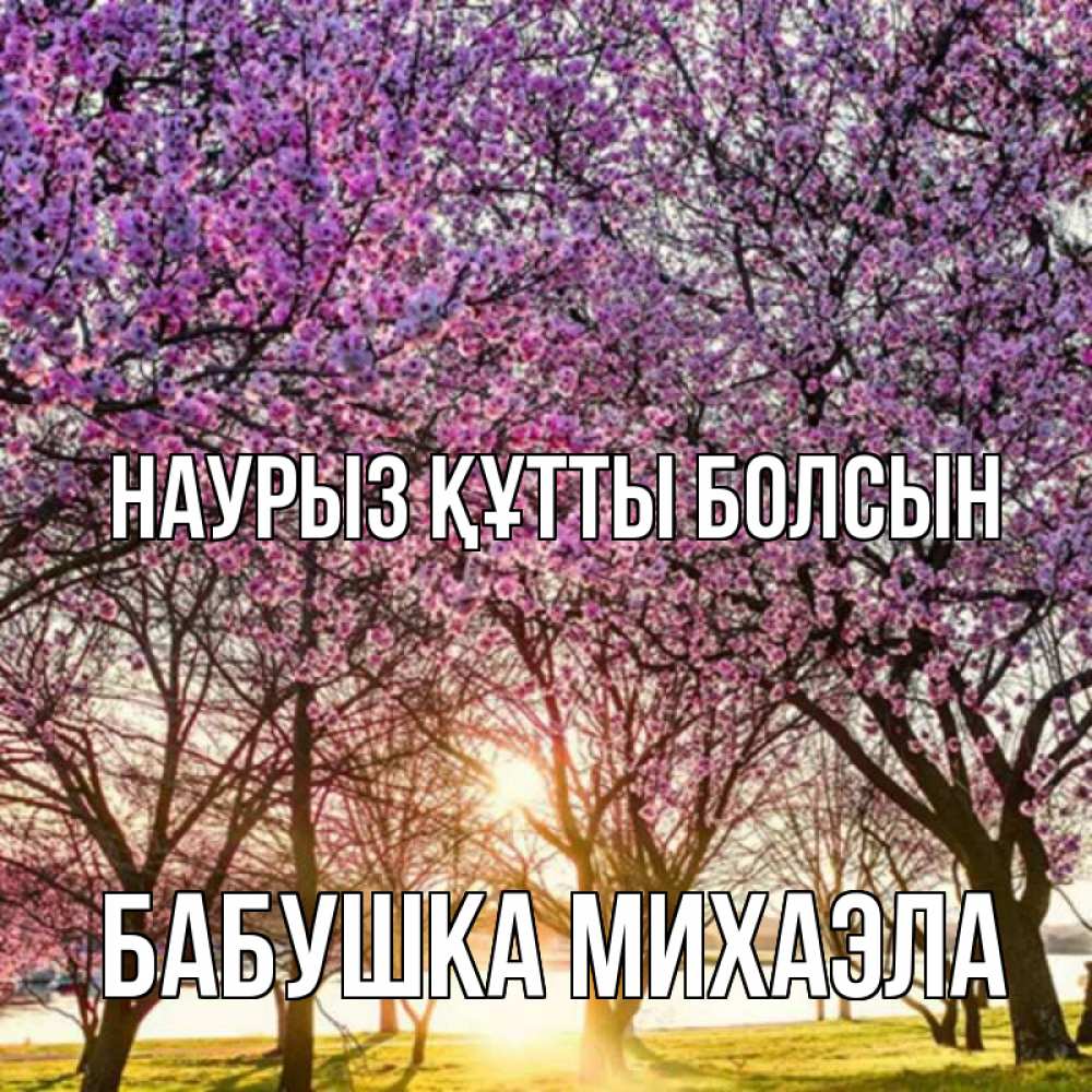 Открытка на каждый день с именем, Бабушка-Михаэла Наурыз құтты болсын наурыз Прикольная открытка с пожеланием онлайн скачать бесплатно 