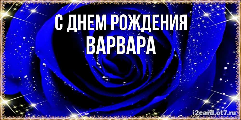 Открытка на каждый день с именем, Варвара С днем рождения голубые цветы в росе Прикольная открытка с пожеланием онлайн скачать бесплатно 