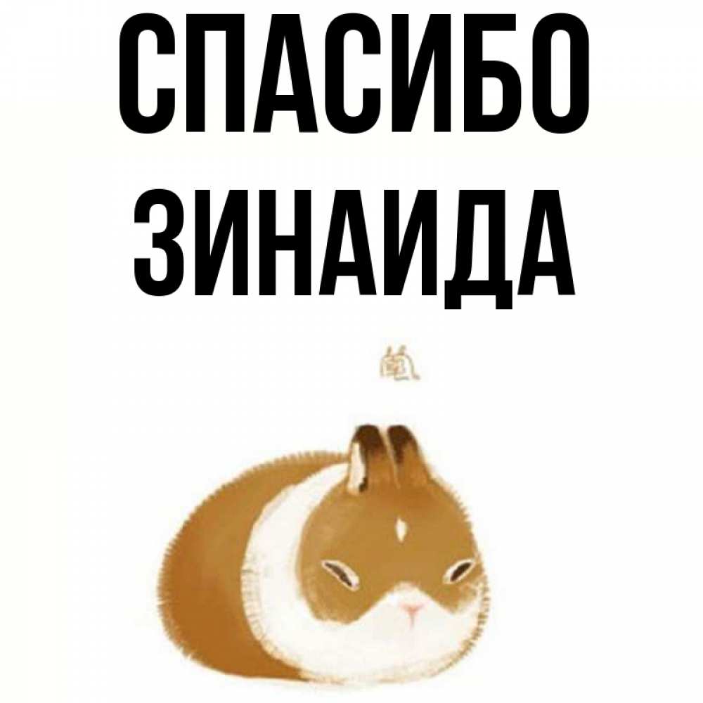 Открытка на каждый день с именем, Зинаида Спасибо коричнево белый домашний питомец Прикольная открытка с пожеланием онлайн скачать бесплатно 