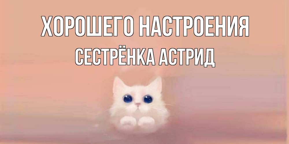 Открытка на каждый день с именем, Сестрёнка-Астрид Хорошего настроения кошка Прикольная открытка с пожеланием онлайн скачать бесплатно 