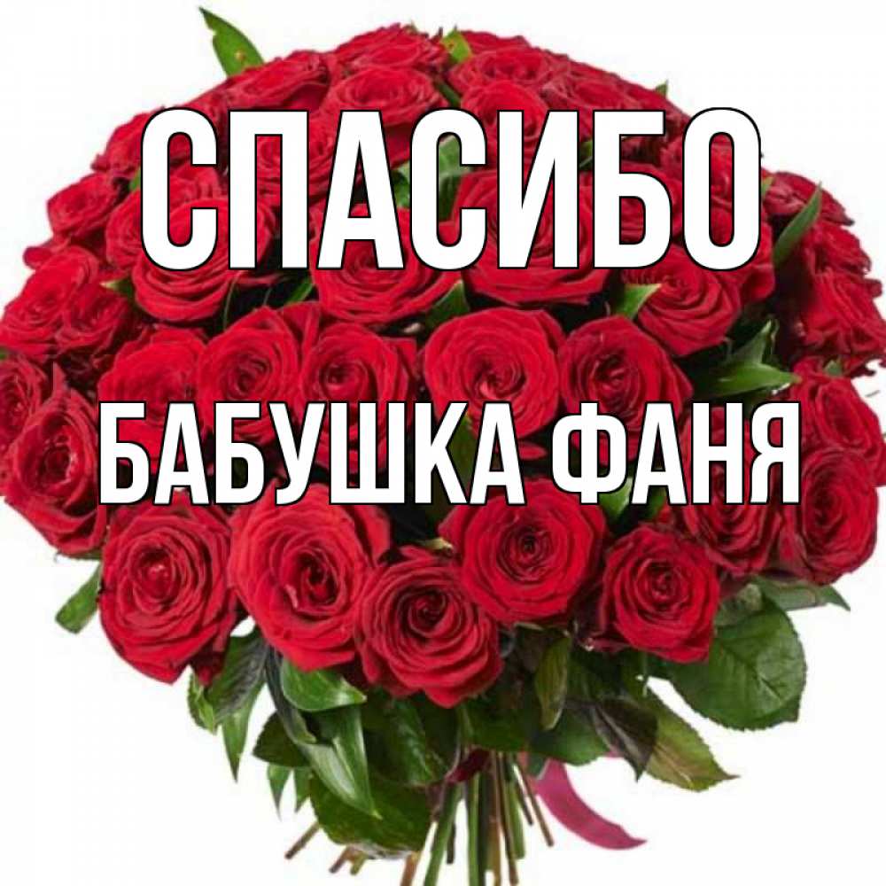 Открытка на каждый день с именем, Бабушка-Фаня Спасибо букет красных роз Прикольная открытка с пожеланием онлайн скачать бесплатно 