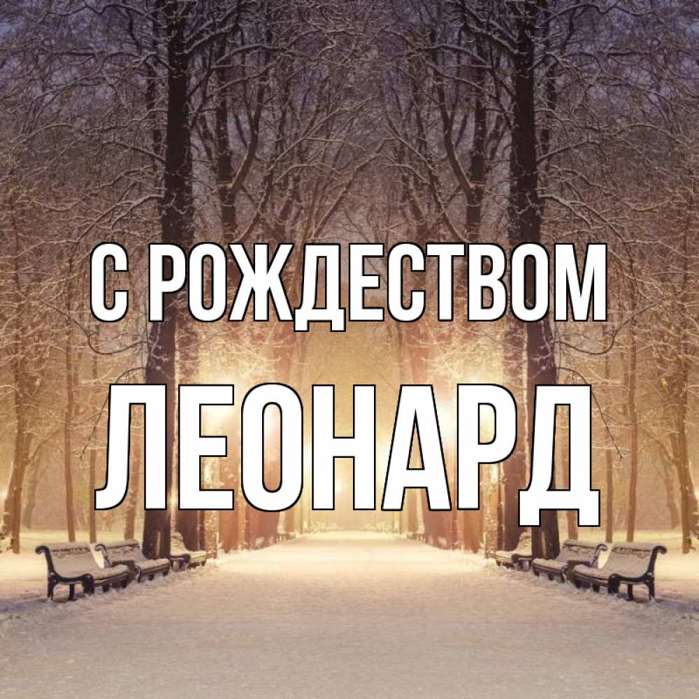 Открытка на каждый день с именем, Леонард С рождеством зима, парк, фонарь, лес Прикольная открытка с пожеланием онлайн скачать бесплатно 