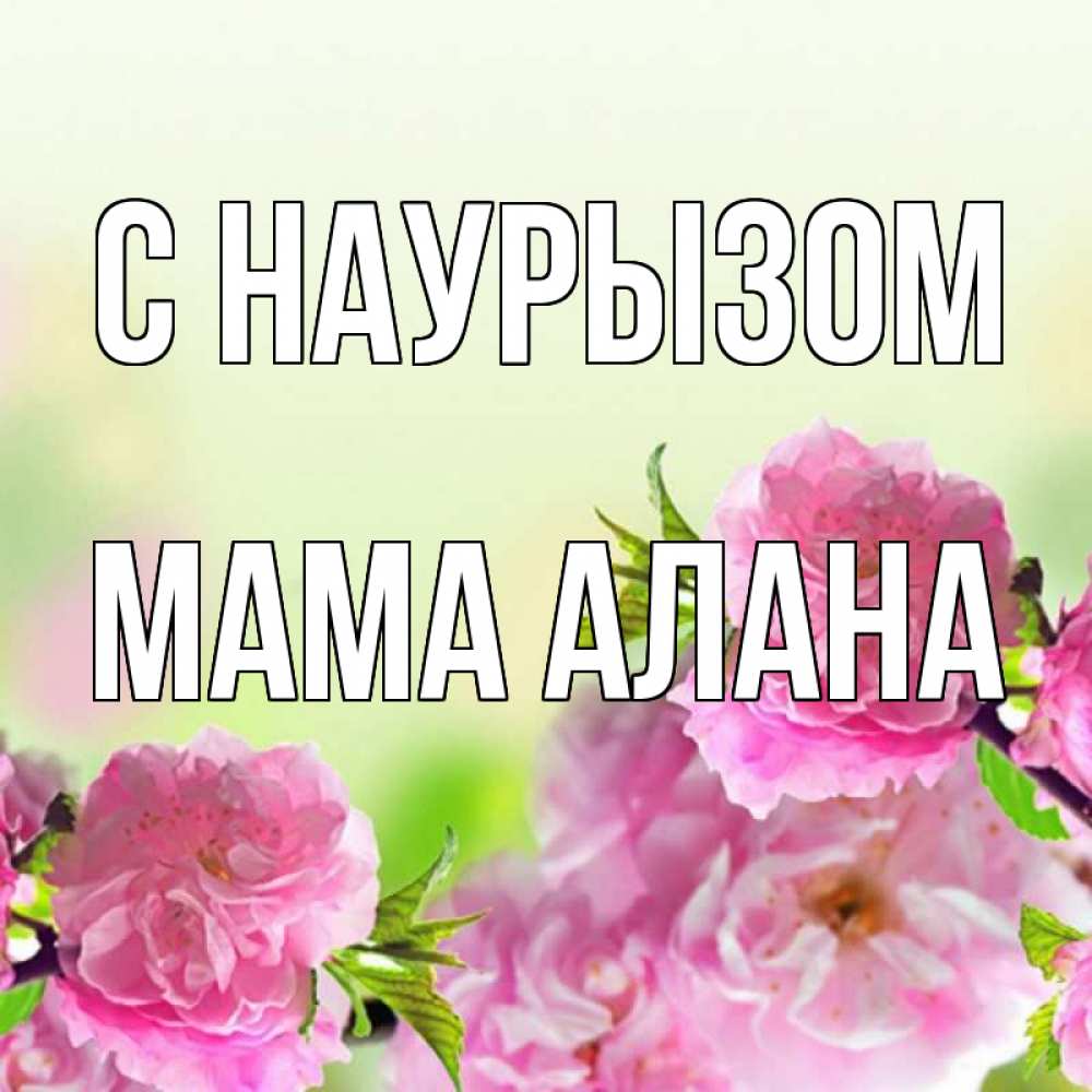 Открытка на каждый день с именем, Мама-Алана С наурызом цветы Прикольная открытка с пожеланием онлайн скачать бесплатно 