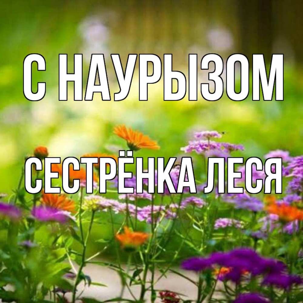 Открытка на каждый день с именем, Сестрёнка-Леся С наурызом цветы Прикольная открытка с пожеланием онлайн скачать бесплатно 