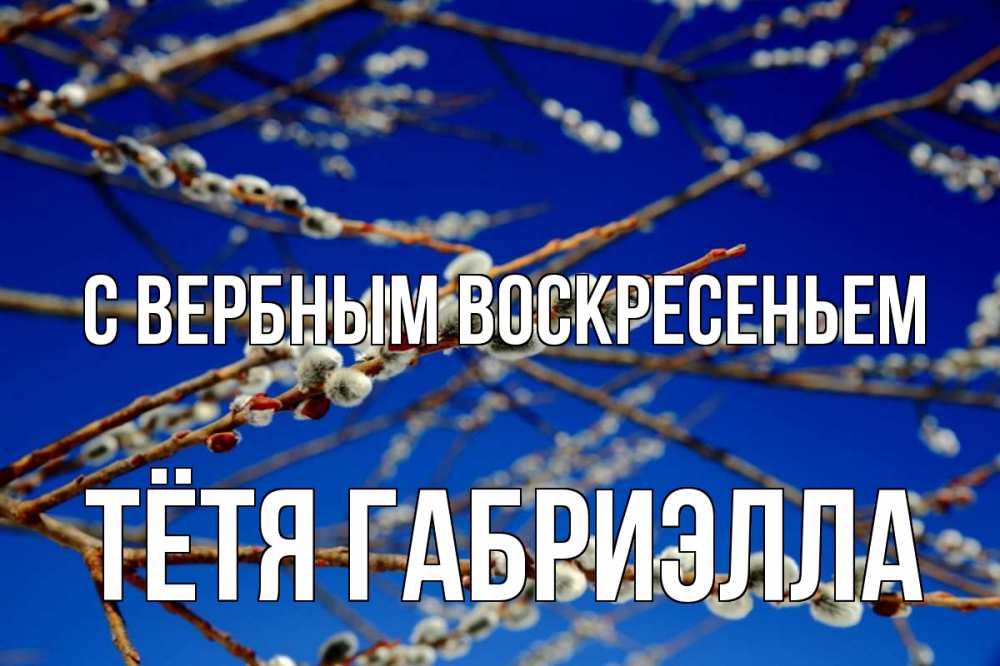 Открытка на каждый день с именем, Тётя-Габриэлла С вербным воскресеньем верба Прикольная открытка с пожеланием онлайн скачать бесплатно 
