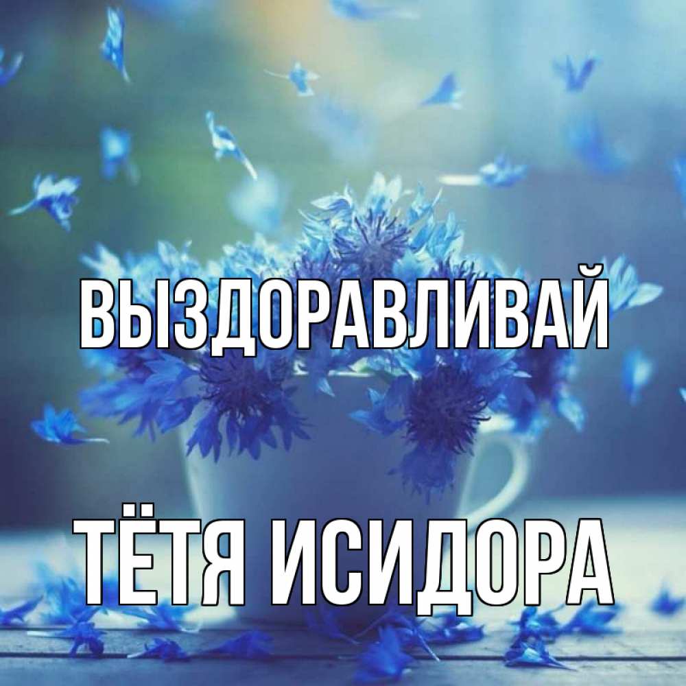 Открытка на каждый день с именем, Тётя-Исидора Выздоравливай кружка с зельем и цветами Прикольная открытка с пожеланием онлайн скачать бесплатно 