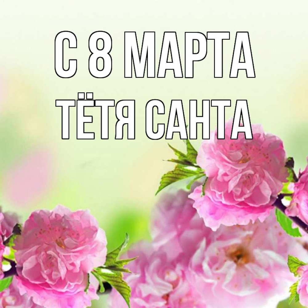 Открытка на каждый день с именем, Тётя-Санта С 8 МАРТА цветы Прикольная открытка с пожеланием онлайн скачать бесплатно 