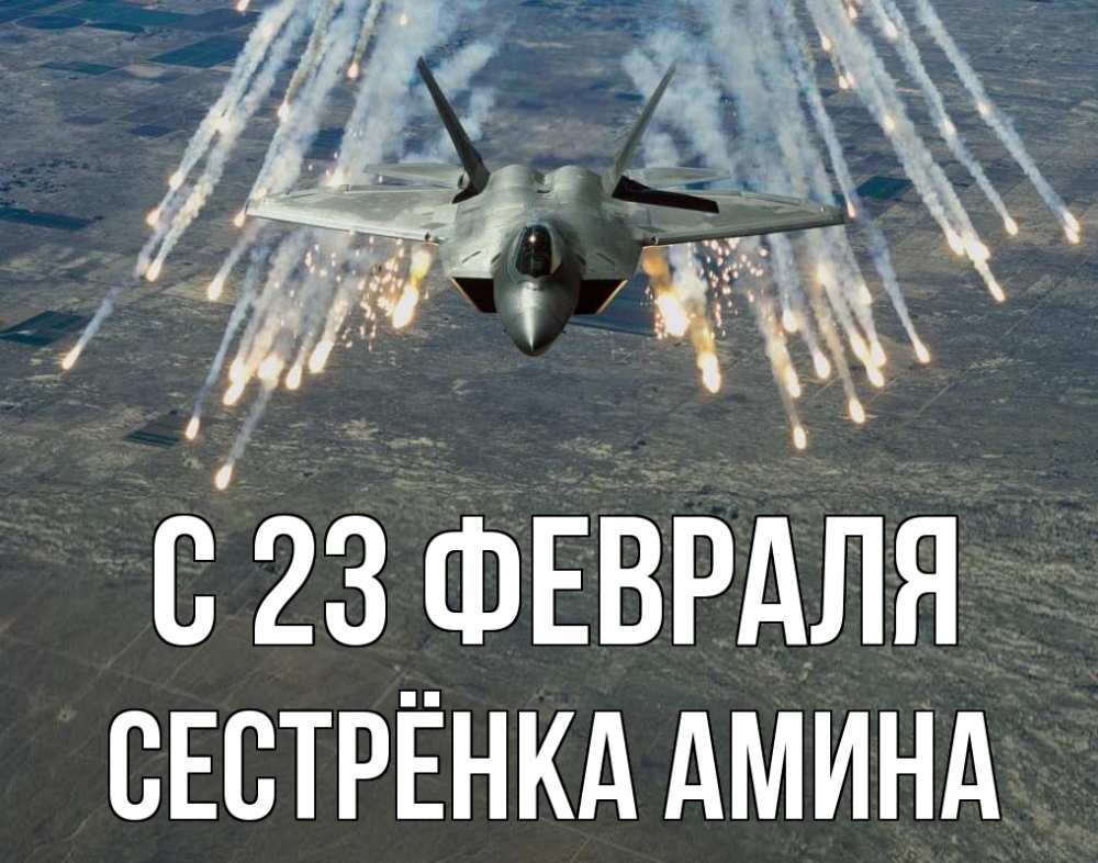 Открытка на каждый день с именем, Сестрёнка-Амина С 23 февраля 23 февраля Прикольная открытка с пожеланием онлайн скачать бесплатно 