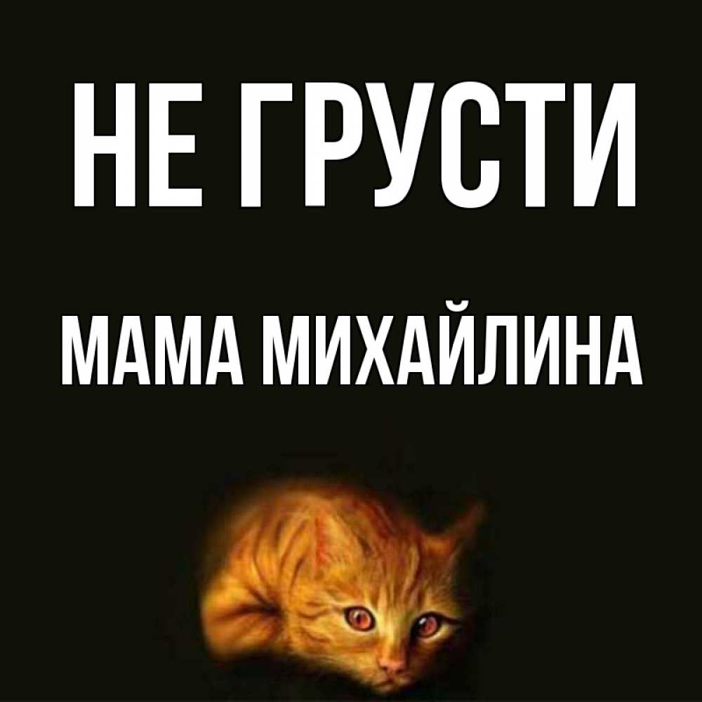 Открытка на каждый день с именем, Мама-Михайлина Не грусти лежащий кот в темноте Прикольная открытка с пожеланием онлайн скачать бесплатно 