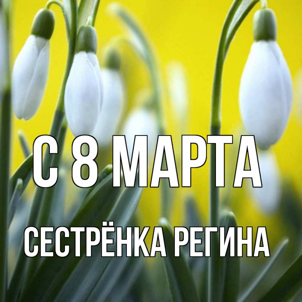 Открытка на каждый день с именем, Сестрёнка-Регина С 8 марта весенние цветы Прикольная открытка с пожеланием онлайн скачать бесплатно 