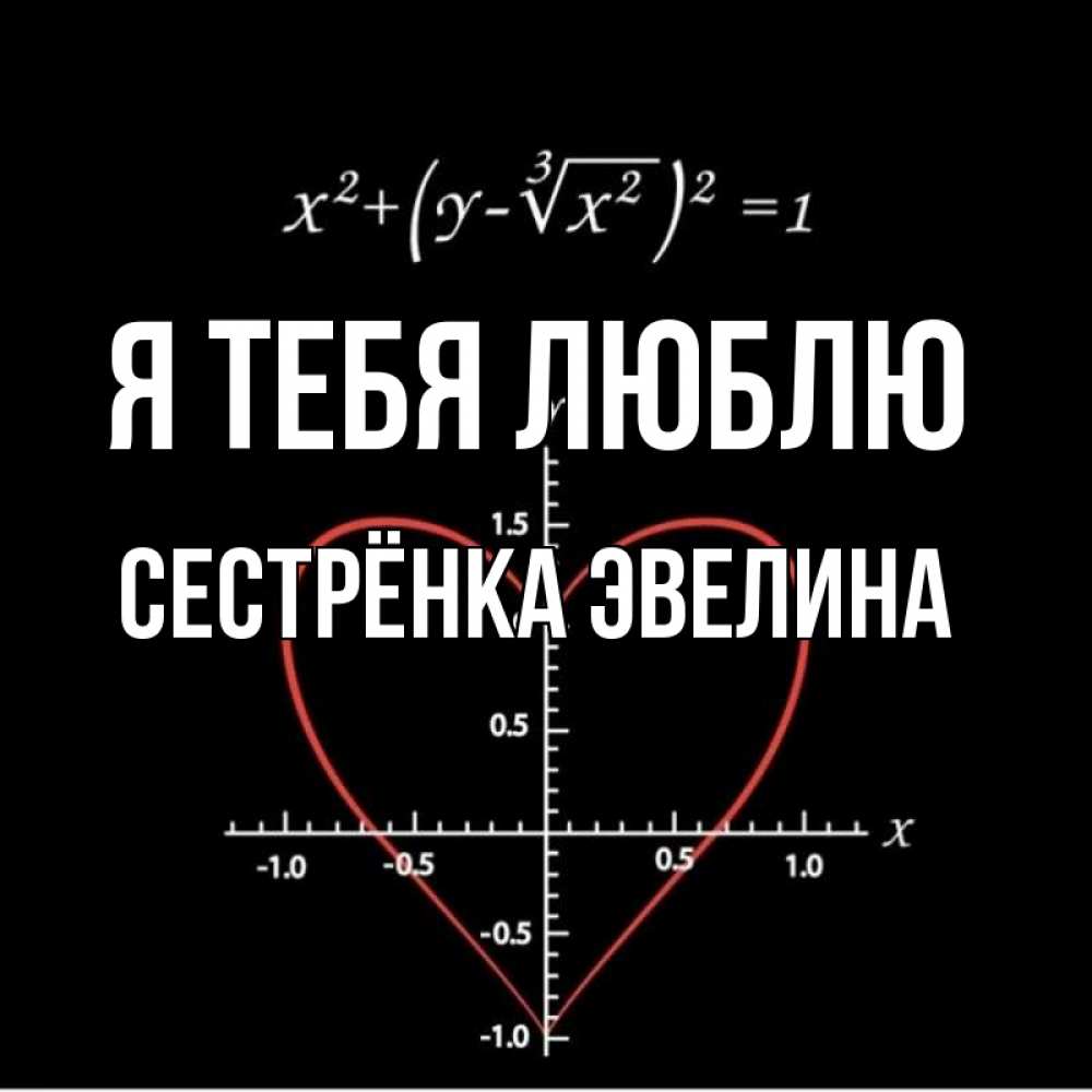 Открытка на каждый день с именем, Сестрёнка-Эвелина Я тебя люблю сердечная формула Прикольная открытка с пожеланием онлайн скачать бесплатно 