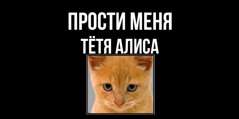 Открытка на каждый день с именем, Тётя-Алиса Прости меня рыжий грустный кот просит прощения Прикольная открытка с пожеланием онлайн скачать бесплатно 