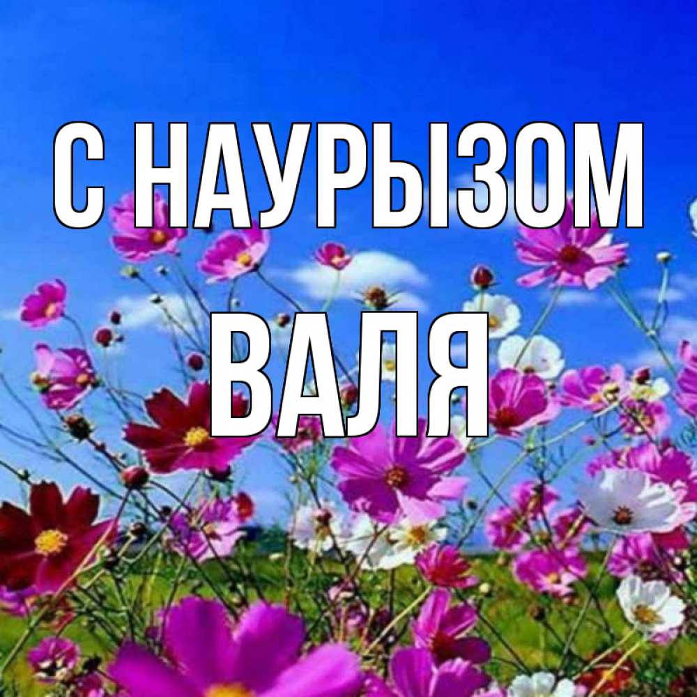 Открытка на каждый день с именем, Валя С наурызом цветы Прикольная открытка с пожеланием онлайн скачать бесплатно 