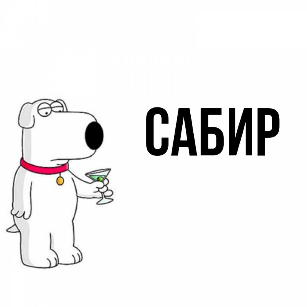 Открытка на каждый день с именем, Сабир Главная песик с оливками Прикольная открытка с пожеланием онлайн скачать бесплатно 