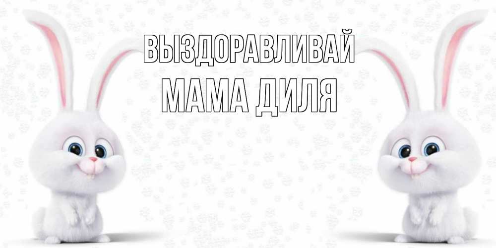 Открытка на каждый день с именем, Мама-Диля Выздоравливай не болей с зайцем Прикольная открытка с пожеланием онлайн скачать бесплатно 