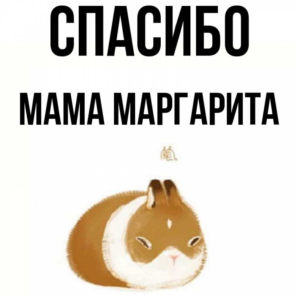 Открытка на каждый день с именем, Мама-Маргарита Спасибо коричнево белый домашний питомец Прикольная открытка с пожеланием онлайн скачать бесплатно 