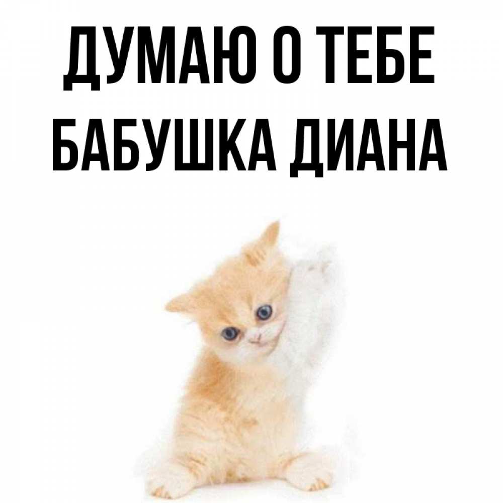 Открытка на каждый день с именем, Бабушка-Диана Думаю о тебе зверушки и милота Прикольная открытка с пожеланием онлайн скачать бесплатно 