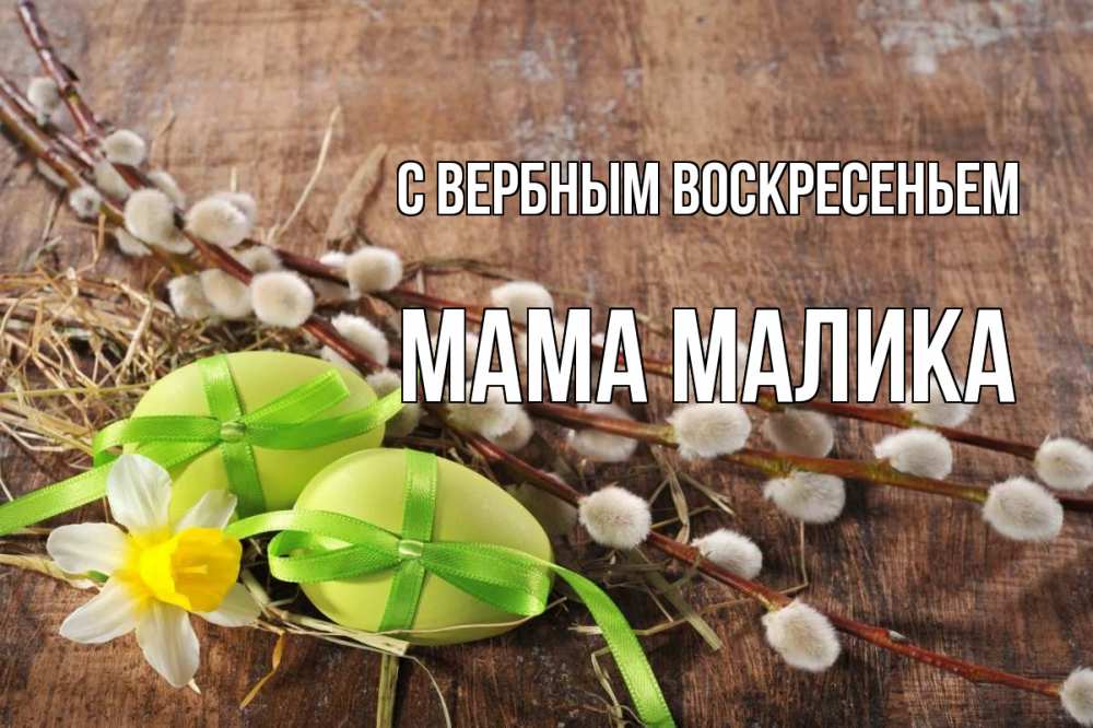 Открытка на каждый день с именем, Мама-Малика С вербным воскресеньем верба Прикольная открытка с пожеланием онлайн скачать бесплатно 