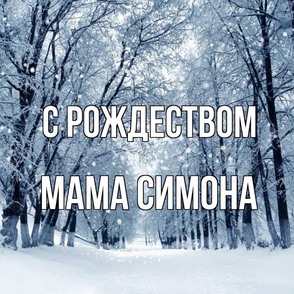 Открытка на каждый день с именем, Мама-Симона С рождеством снег, лес, парк Прикольная открытка с пожеланием онлайн скачать бесплатно 