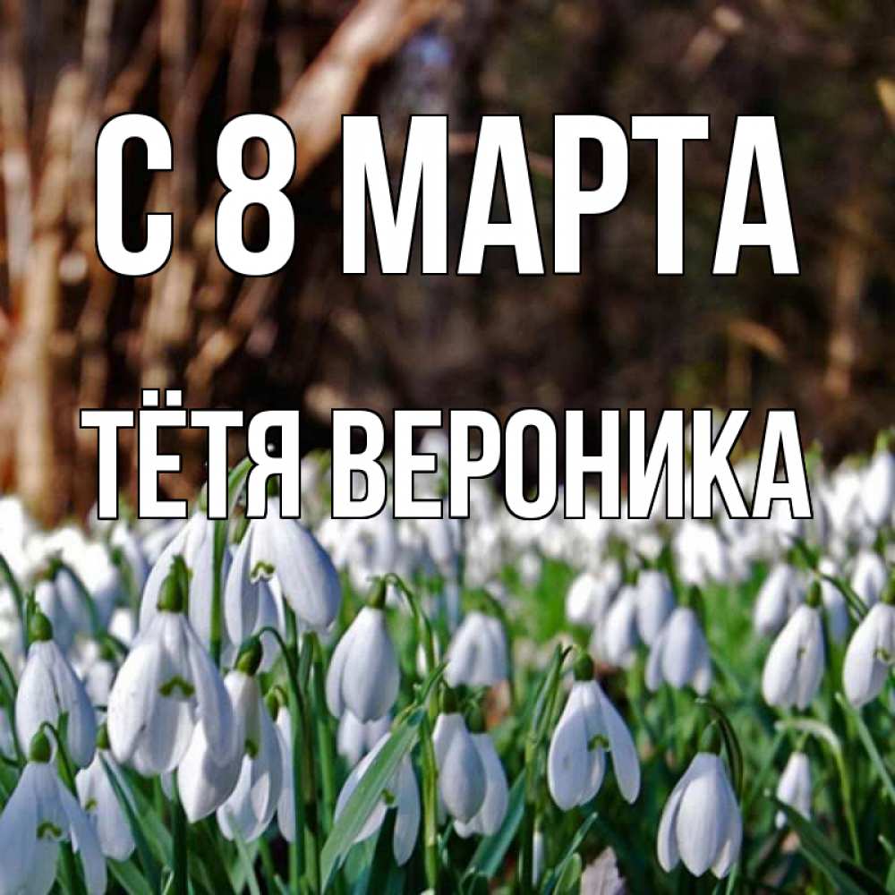 Открытка на каждый день с именем, Тётя-Вероника С 8 марта с подснежниками 1 Прикольная открытка с пожеланием онлайн скачать бесплатно 