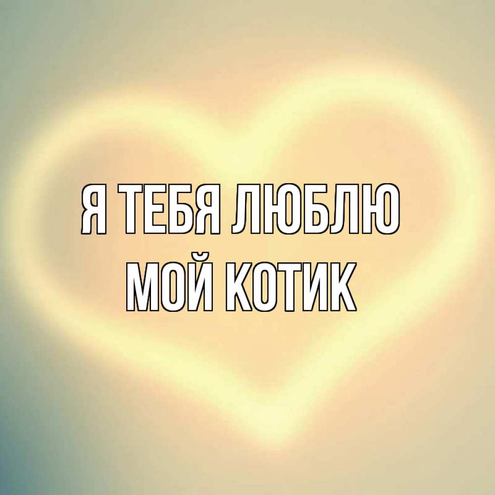 Открытка на каждый день с именем, Мой-Котик Я тебя люблю сердце Прикольная открытка с пожеланием онлайн скачать бесплатно 