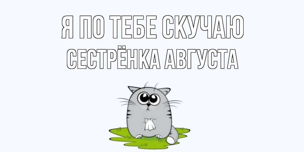 Открытка на каждый день с именем, Сестрёнка-Августа Я по тебе скучаю открытки с котиками я по тебе скучаю с именем Прикольная открытка с пожеланием онлайн скачать бесплатно 