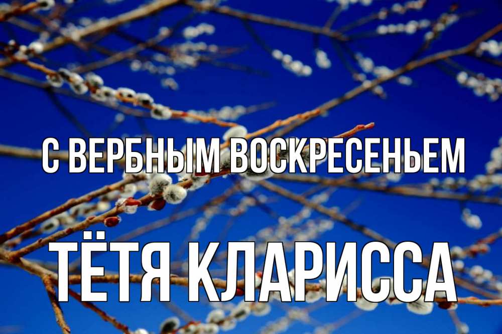 Открытка на каждый день с именем, Тётя-Кларисса С вербным воскресеньем верба Прикольная открытка с пожеланием онлайн скачать бесплатно 