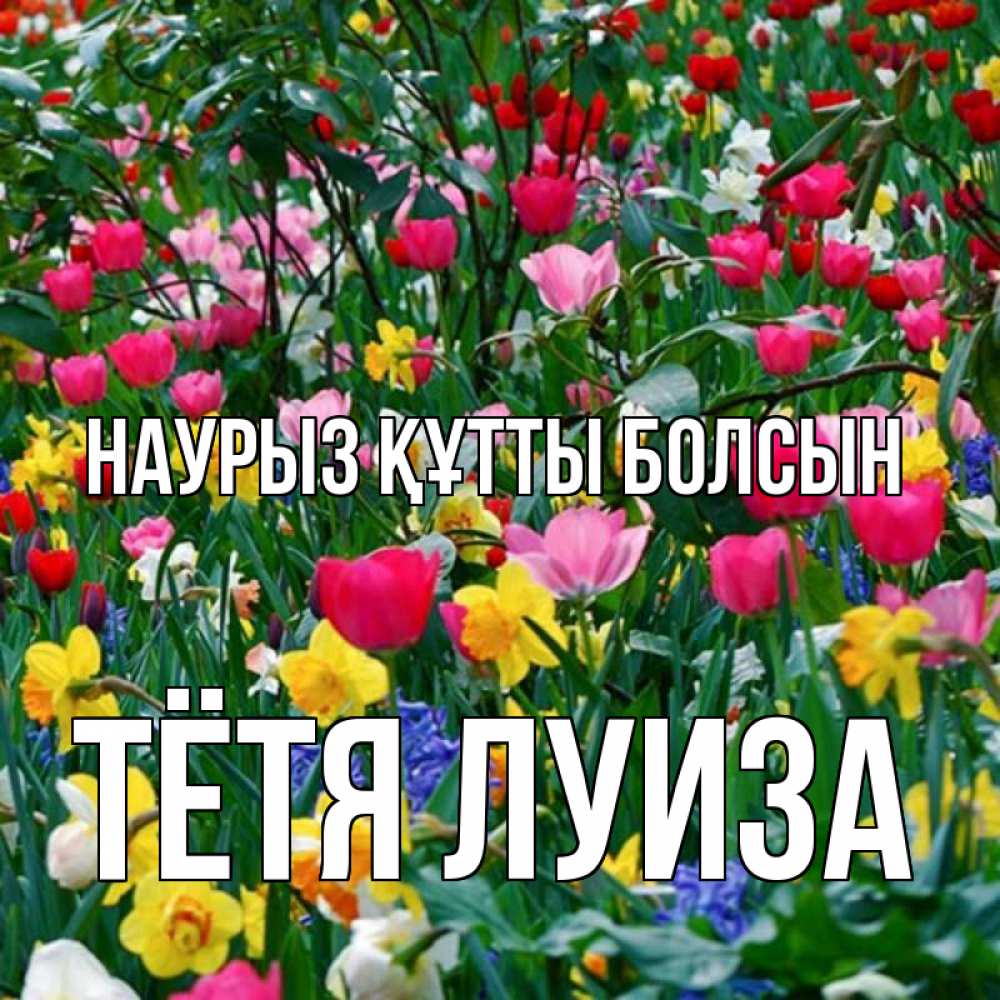 Открытка на каждый день с именем, Тётя-Луиза Наурыз құтты болсын с наурызом поздравления для женщины Прикольная открытка с пожеланием онлайн скачать бесплатно 