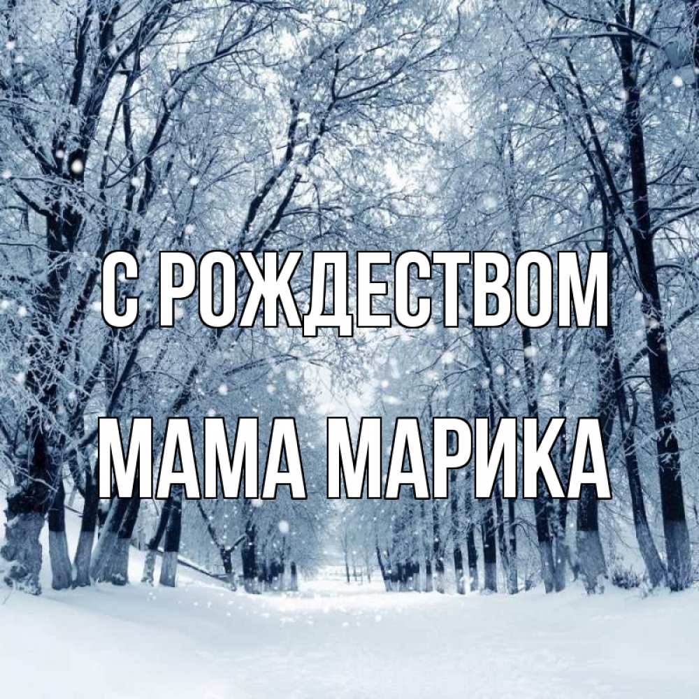 Открытка на каждый день с именем, Мама-Марика С рождеством снег, лес, парк Прикольная открытка с пожеланием онлайн скачать бесплатно 