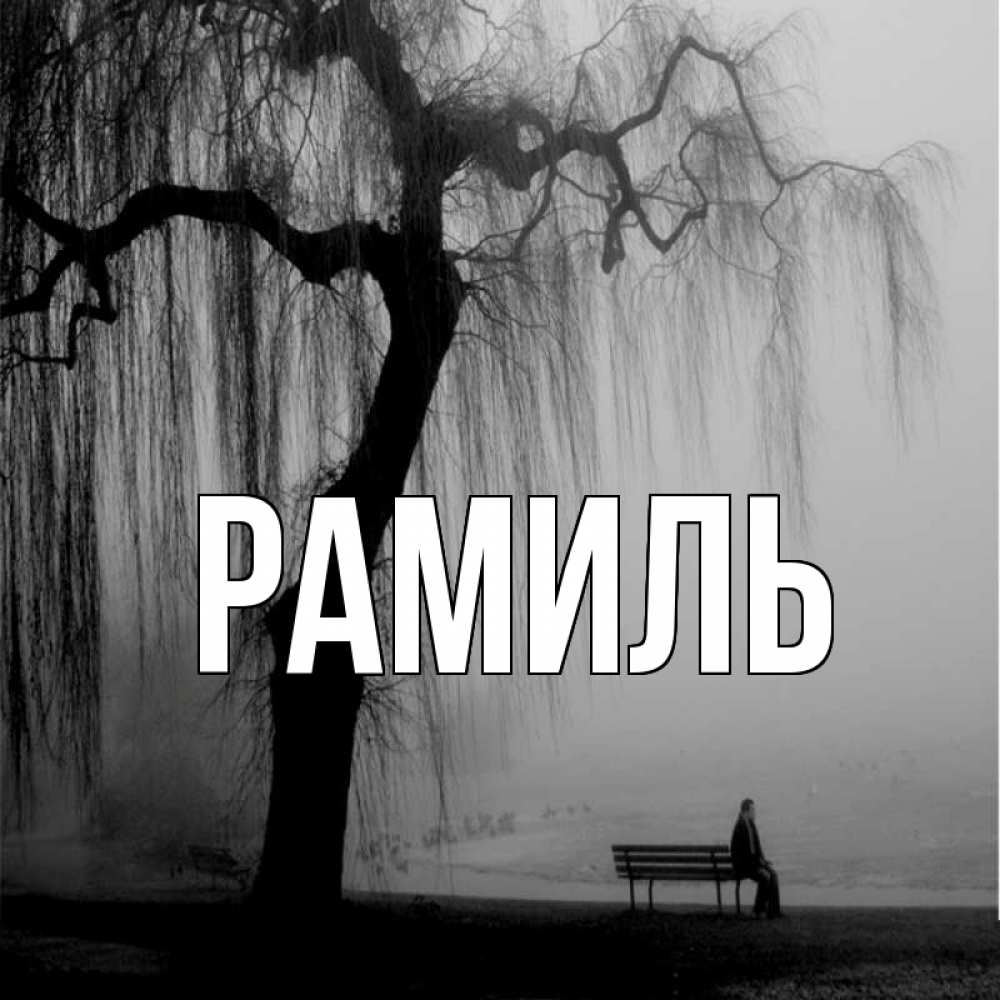 Открытка на каждый день с именем, Рамиль Главная висящие ветки дерева и лавочка под деревом Прикольная открытка с пожеланием онлайн скачать бесплатно 