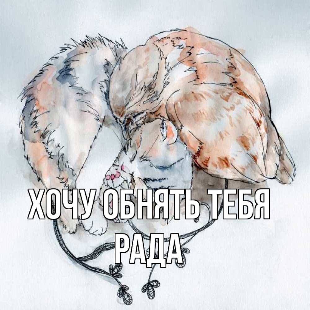 Открытка на каждый день с именем, Рада Хочу обнять тебя можно быть вместе даже когда очень разные Прикольная открытка с пожеланием онлайн скачать бесплатно 