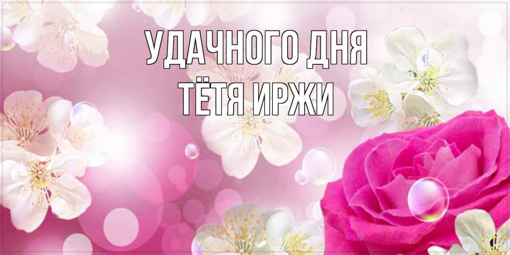 Открытка на каждый день с именем, Тётя-Иржи Удачного дня красивые цветы Прикольная открытка с пожеланием онлайн скачать бесплатно 