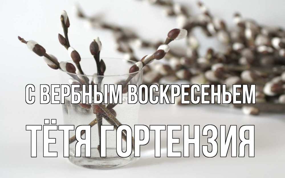 Открытка на каждый день с именем, Тётя-Гортензия С вербным воскресеньем верба Прикольная открытка с пожеланием онлайн скачать бесплатно 