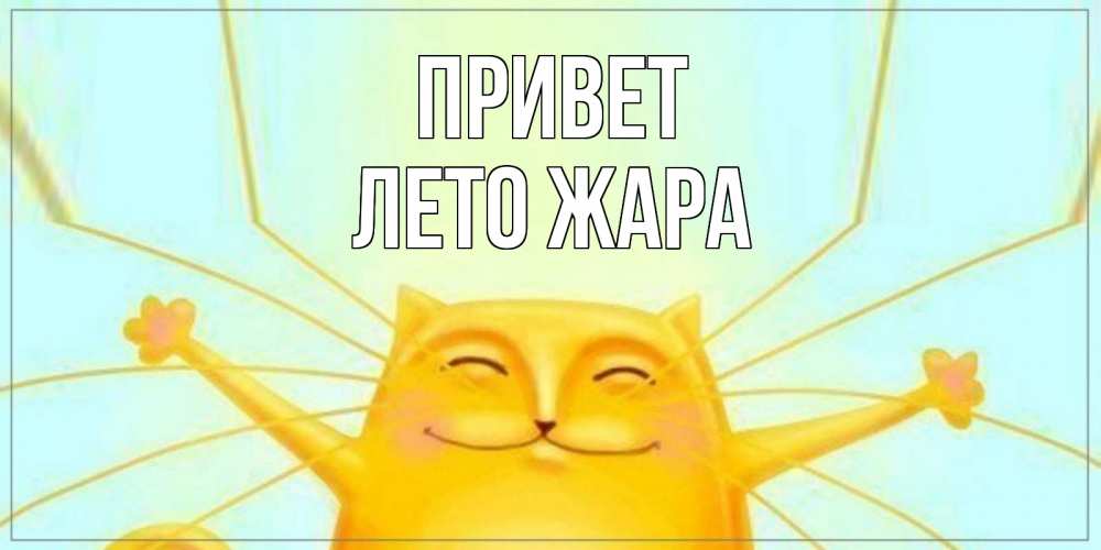 Открытка на каждый день с именем, Лето-жара Привет кот Прикольная открытка с пожеланием онлайн скачать бесплатно 