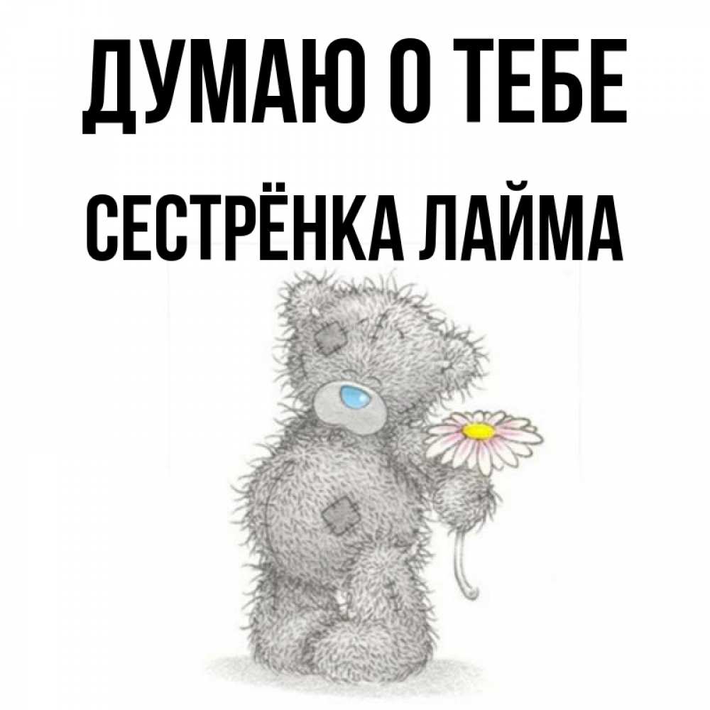Открытка на каждый день с именем, Сестрёнка-Лайма Думаю о тебе мысли только о тебе Прикольная открытка с пожеланием онлайн скачать бесплатно 