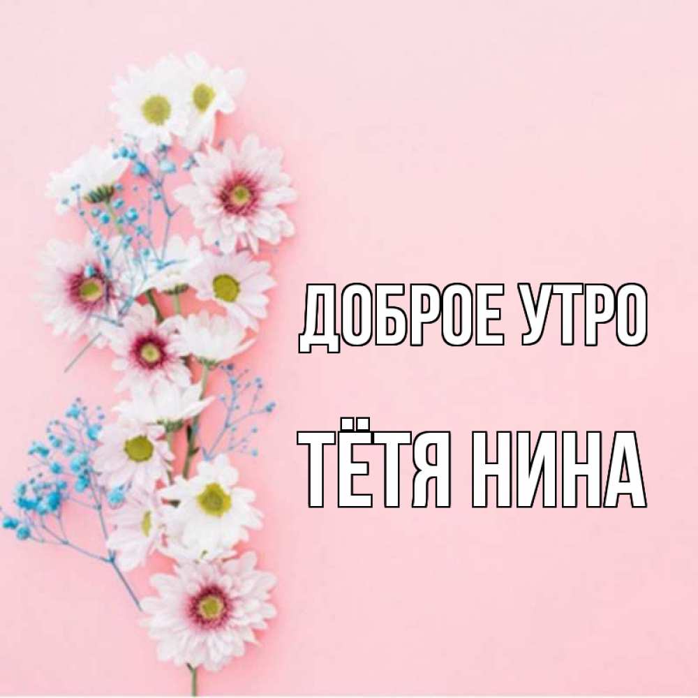Открытка на каждый день с именем, Тётя-Нина Доброе утро цветы с подписью Прикольная открытка с пожеланием онлайн скачать бесплатно 