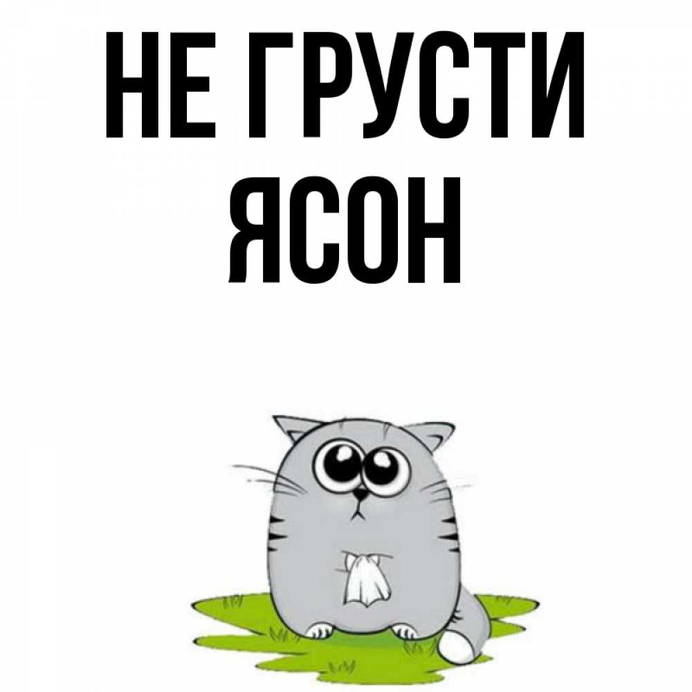 Открытка на каждый день с именем, Ясон Не грусти грустный котяра Прикольная открытка с пожеланием онлайн скачать бесплатно 