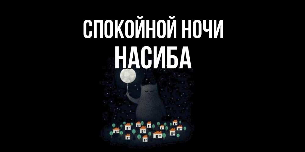 Открытка на каждый день с именем, Насиба Спокойной ночи кот,луна, ночь, звезды Прикольная открытка с пожеланием онлайн скачать бесплатно 