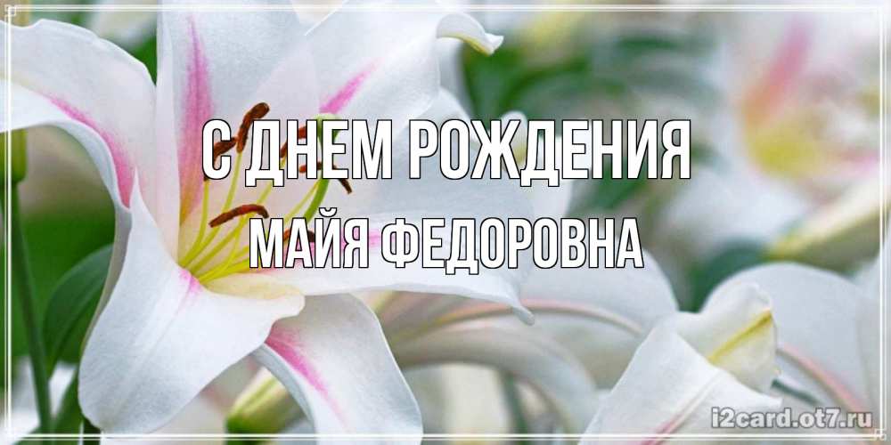 Открытка на каждый день с именем, Майя-Федоровна С днем рождения открытка с белой лилией Прикольная открытка с пожеланием онлайн скачать бесплатно 