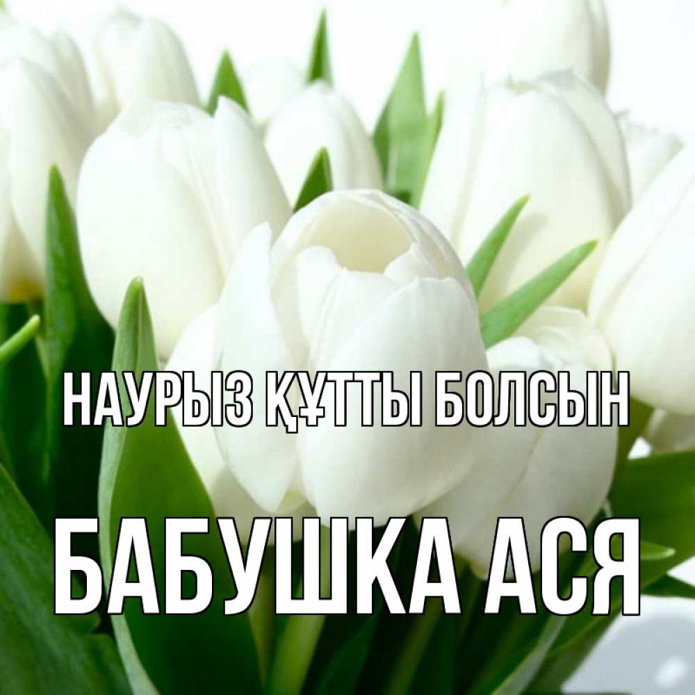 Открытка на каждый день с именем, Бабушка-Ася Наурыз құтты болсын цветы Прикольная открытка с пожеланием онлайн скачать бесплатно 