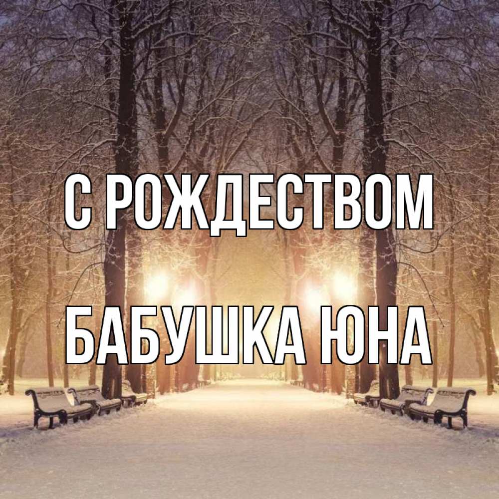 Открытка на каждый день с именем, Бабушка-Юна С рождеством зима, парк, фонарь, лес Прикольная открытка с пожеланием онлайн скачать бесплатно 
