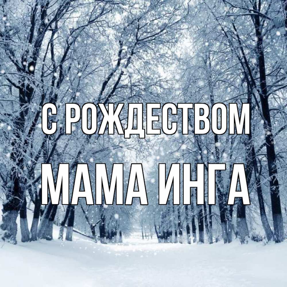 Открытка на каждый день с именем, Мама-Инга С рождеством снег, лес, парк Прикольная открытка с пожеланием онлайн скачать бесплатно 