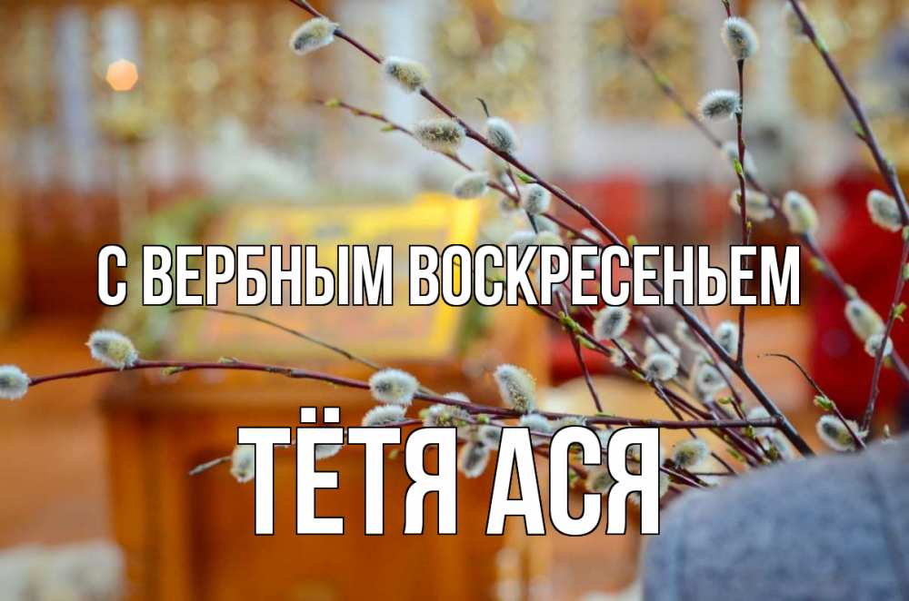 Открытка на каждый день с именем, Тётя-Ася С вербным воскресеньем верба Прикольная открытка с пожеланием онлайн скачать бесплатно 