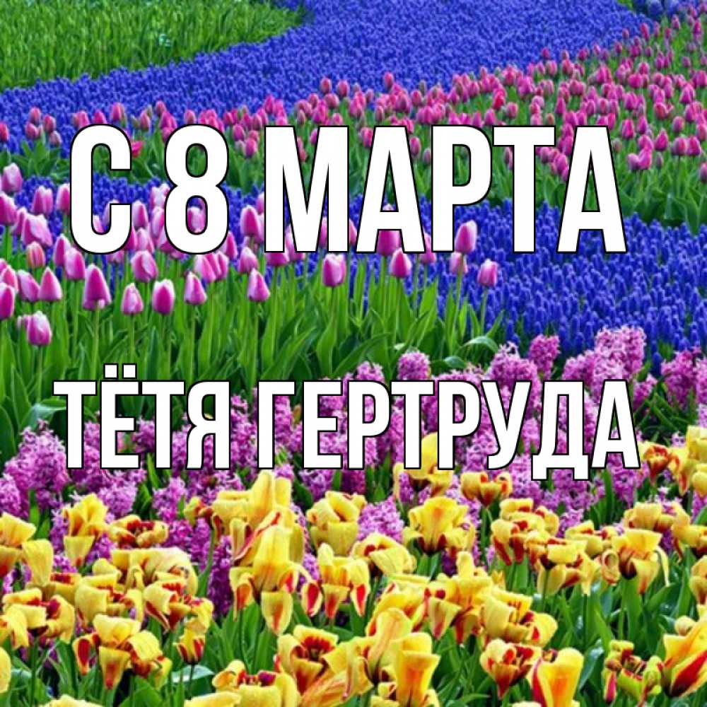 Открытка на каждый день с именем, Тётя-Гертруда С 8 МАРТА цветы Прикольная открытка с пожеланием онлайн скачать бесплатно 