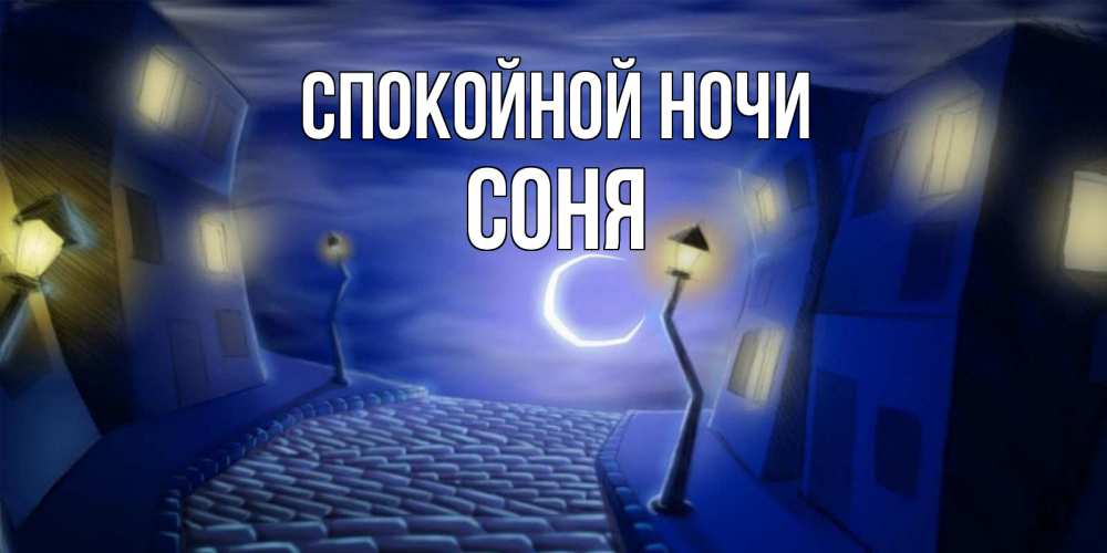 Открытка на каждый день с именем, Соня Спокойной ночи сладких снов ночному городу Прикольная открытка с пожеланием онлайн скачать бесплатно 