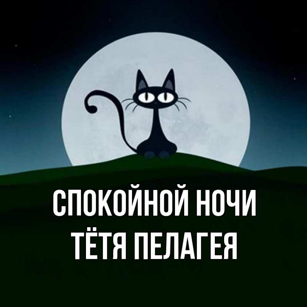 Открытка на каждый день с именем, Тётя-Пелагея Спокойной ночи хорошо выспаться ночью и без кошмаров Прикольная открытка с пожеланием онлайн скачать бесплатно 
