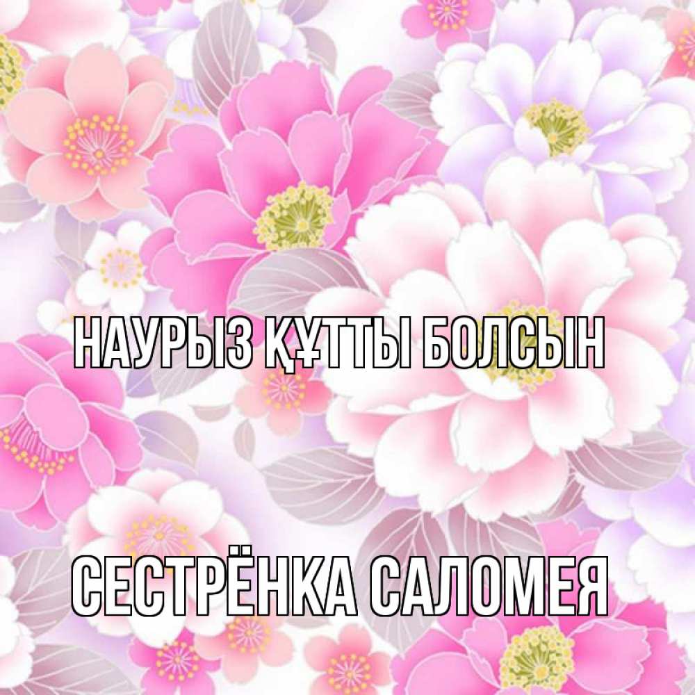 Открытка на каждый день с именем, Сестрёнка-Саломея Наурыз құтты болсын для женщин Прикольная открытка с пожеланием онлайн скачать бесплатно 