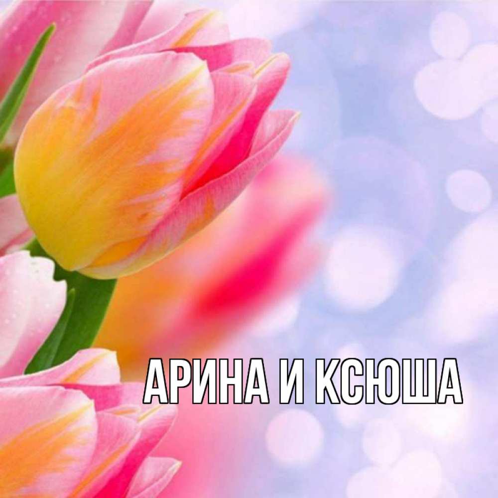 Открытка на каждый день с именем, Арина-и-Ксюша Главная тюльпаны 2 Прикольная открытка с пожеланием онлайн скачать бесплатно 