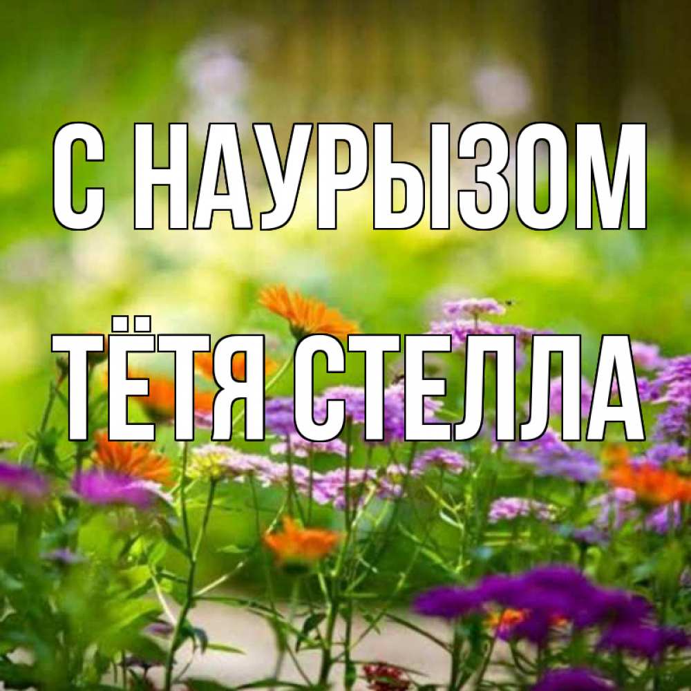 Открытка на каждый день с именем, Тётя-Стелла С наурызом цветы Прикольная открытка с пожеланием онлайн скачать бесплатно 