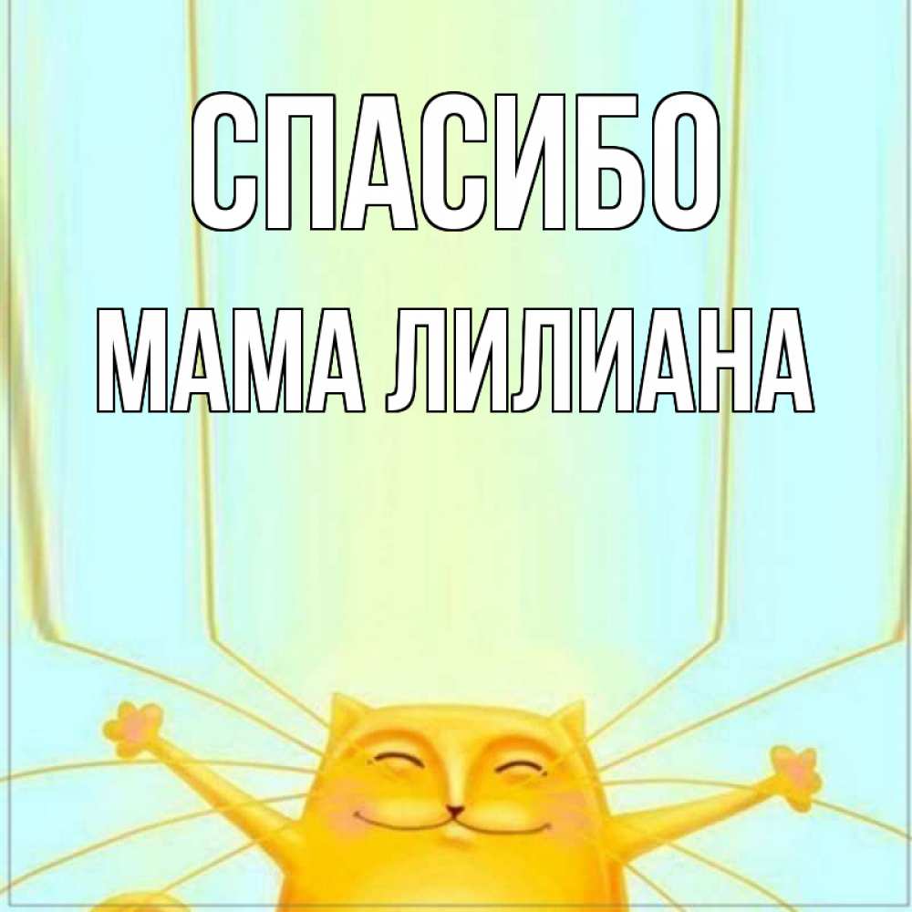 Открытка на каждый день с именем, Мама-Лилиана Спасибо кот с усами благодарит Прикольная открытка с пожеланием онлайн скачать бесплатно 